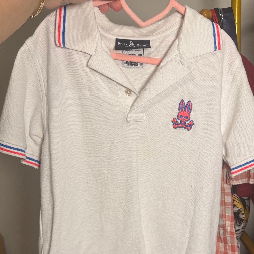 Psycho Bunny Kids Polo with White and Blue Accents